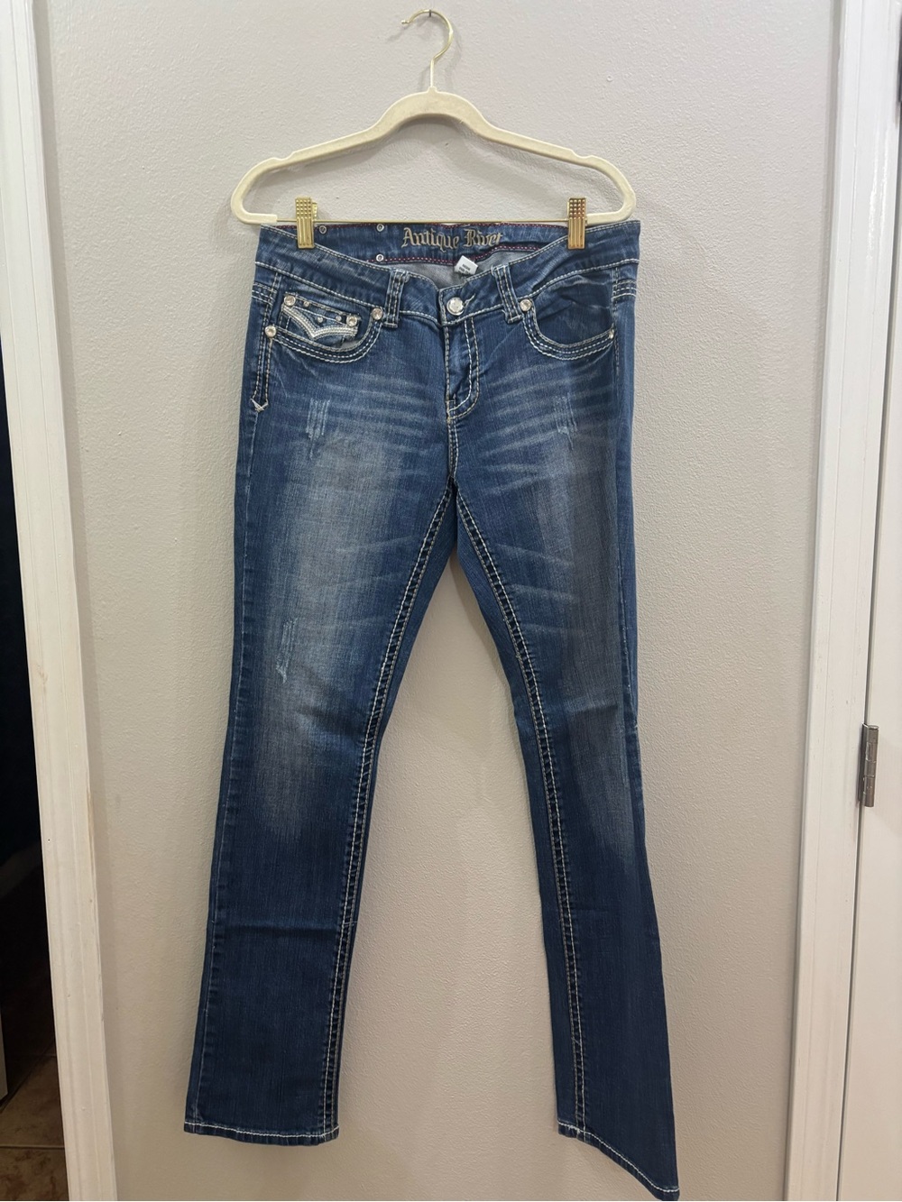 Antique Rivet Women's Boot Cut Jeans - Dark Blue Wash